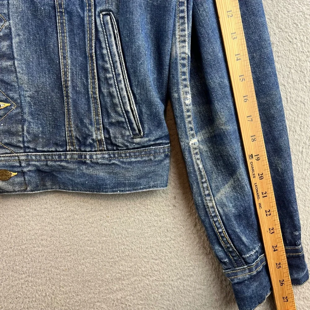 Vintage Lee Riders Denim Jacket Mens 42 Long Made in USA Blue Trucker Distressed